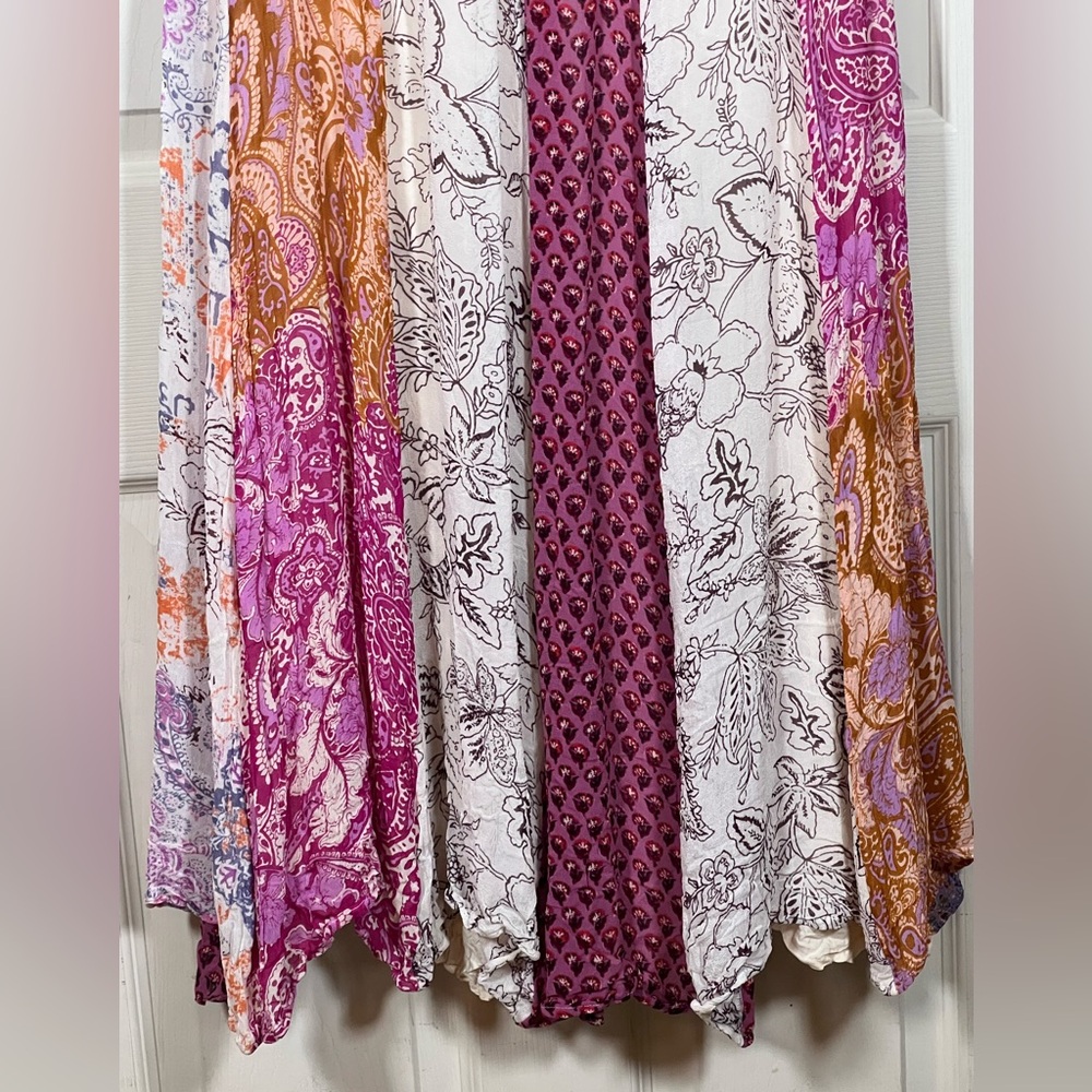 Anthropologie Sleeveless V Neck Patchwork Boho Maxi dress in pink combo, size 12 - Picture 6 of 11